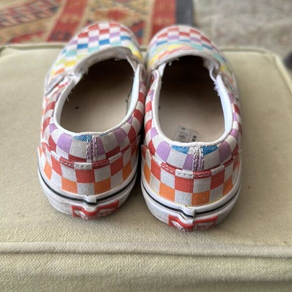 Vans rainbow checkerboard slip-ons. - Picture 2 of 4
